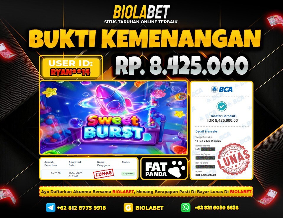 BIOLABET JACKPOT Fat Panda Rp.8.425.000.,- LUNAS