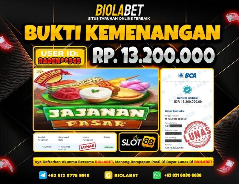 BIOLABET JACKPOT Slot88 Rp.13.200.000.,- LUNAS
