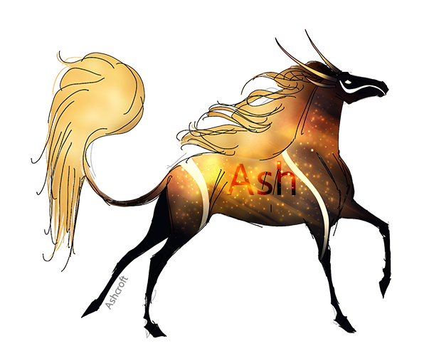 A dark blue and gold horse with white markings on its face, shoulder and hindquarters.
